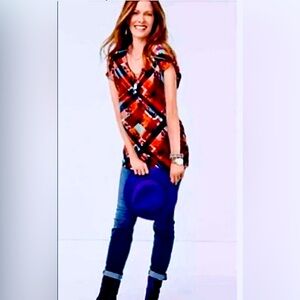 Cabi Zadie #3773 Lattice Plaid Floral Cami-Lined Loose Fit Tunic Set